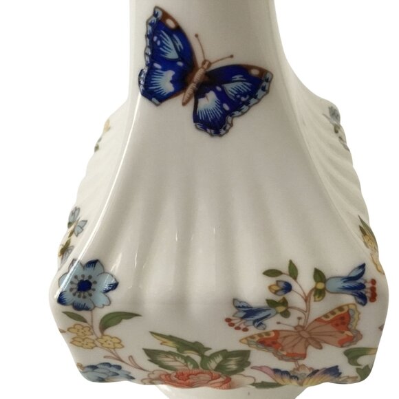 AYNSLEY Cottage Garden Bone China Bud Vase Floral Butterfly 7" England Square - Picture 5 of 9